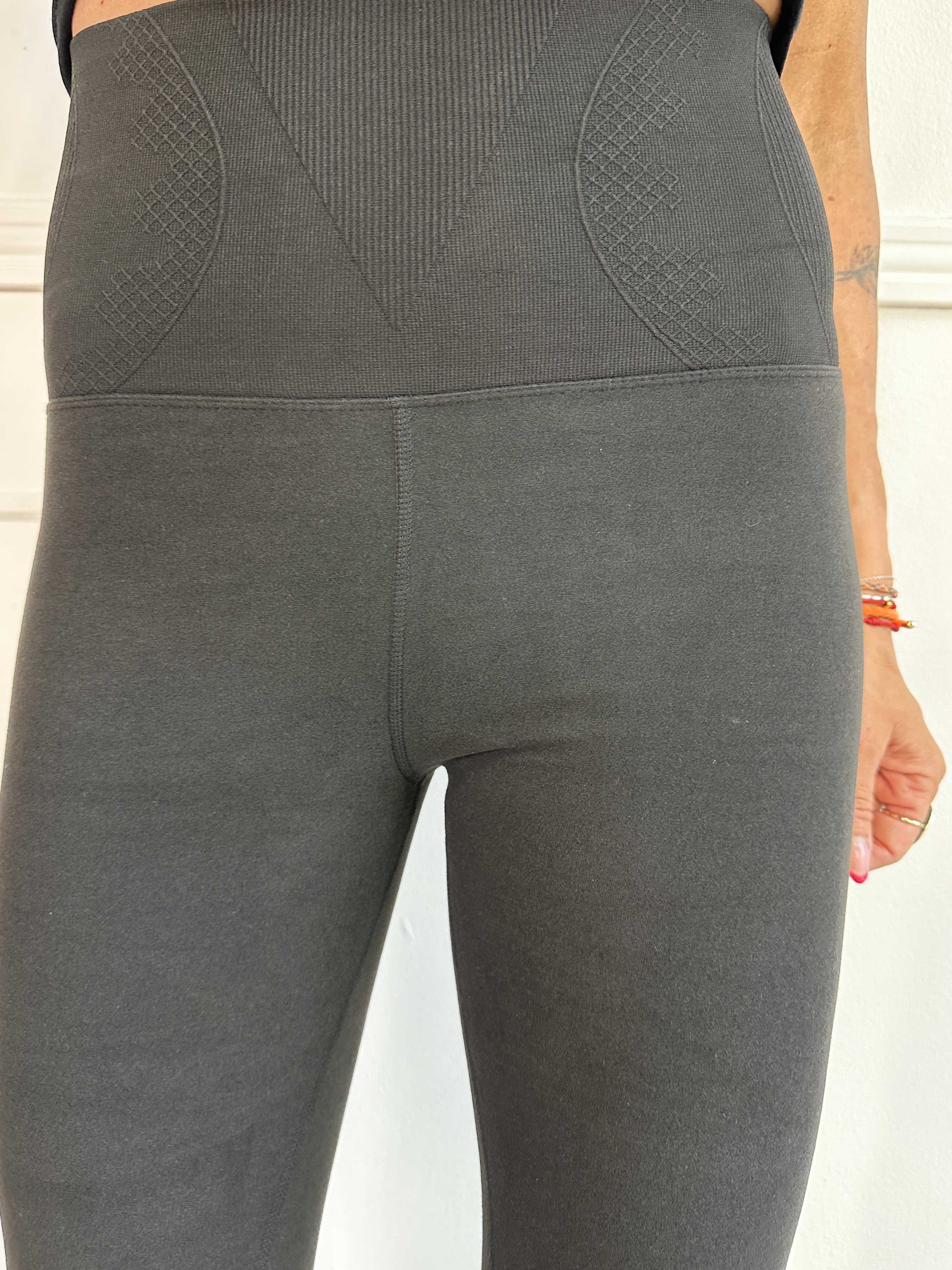 Melite - Sorte leggings med bred elastikkant i livet